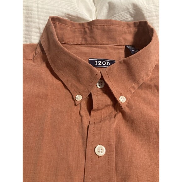 IZOD Other - IZOD Premium Essential LS Button Down Shirt Mens XL Burnt Orange Rust Color